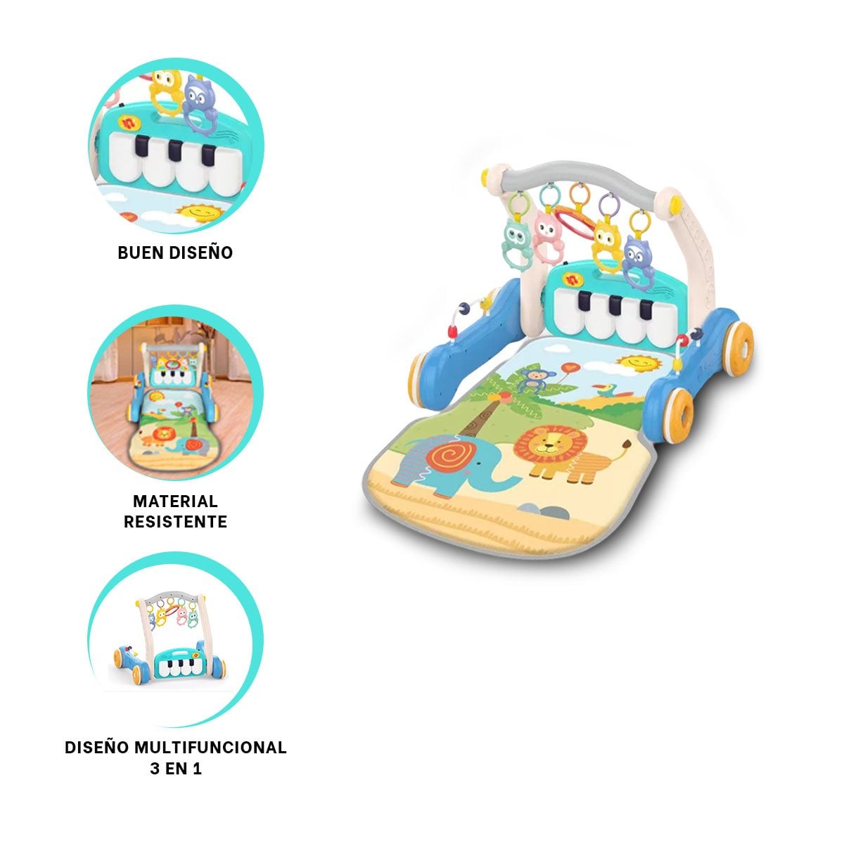 CENTRO INTERACTIVO 2 EN 1 CON PIANO CELESTE PARA JUEGO DINAMICO - 3