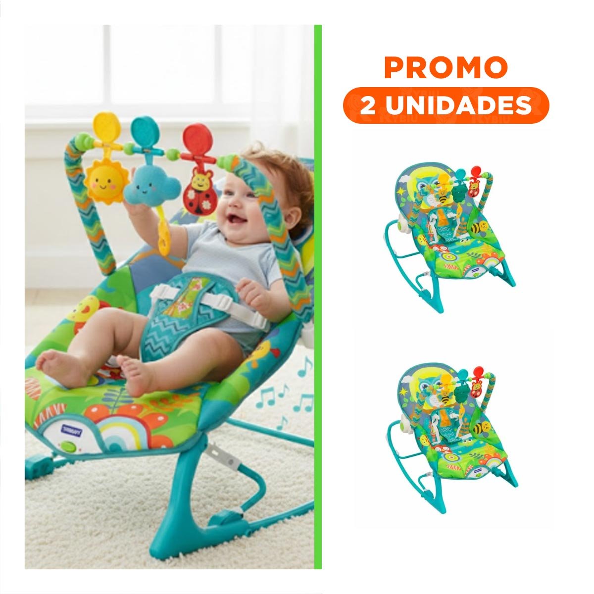 PACK2 HAMACA CREATIVA DE MECEDORA AZUL VIBRATORIA PARA NINOS HOGAR MODERNO - 1