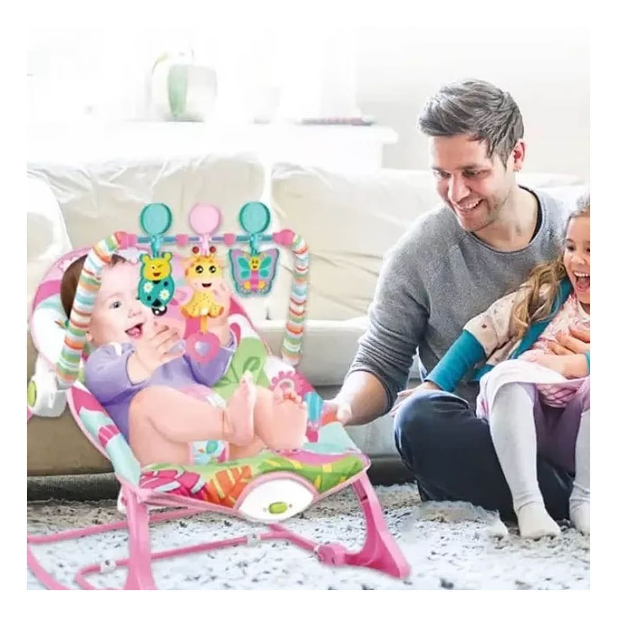 HAMACA MUSICAL DE MECEDORA ROSADO VIBRATORIA EDUCATIVO RESISTENTE BEBE Y+POST IT - 2