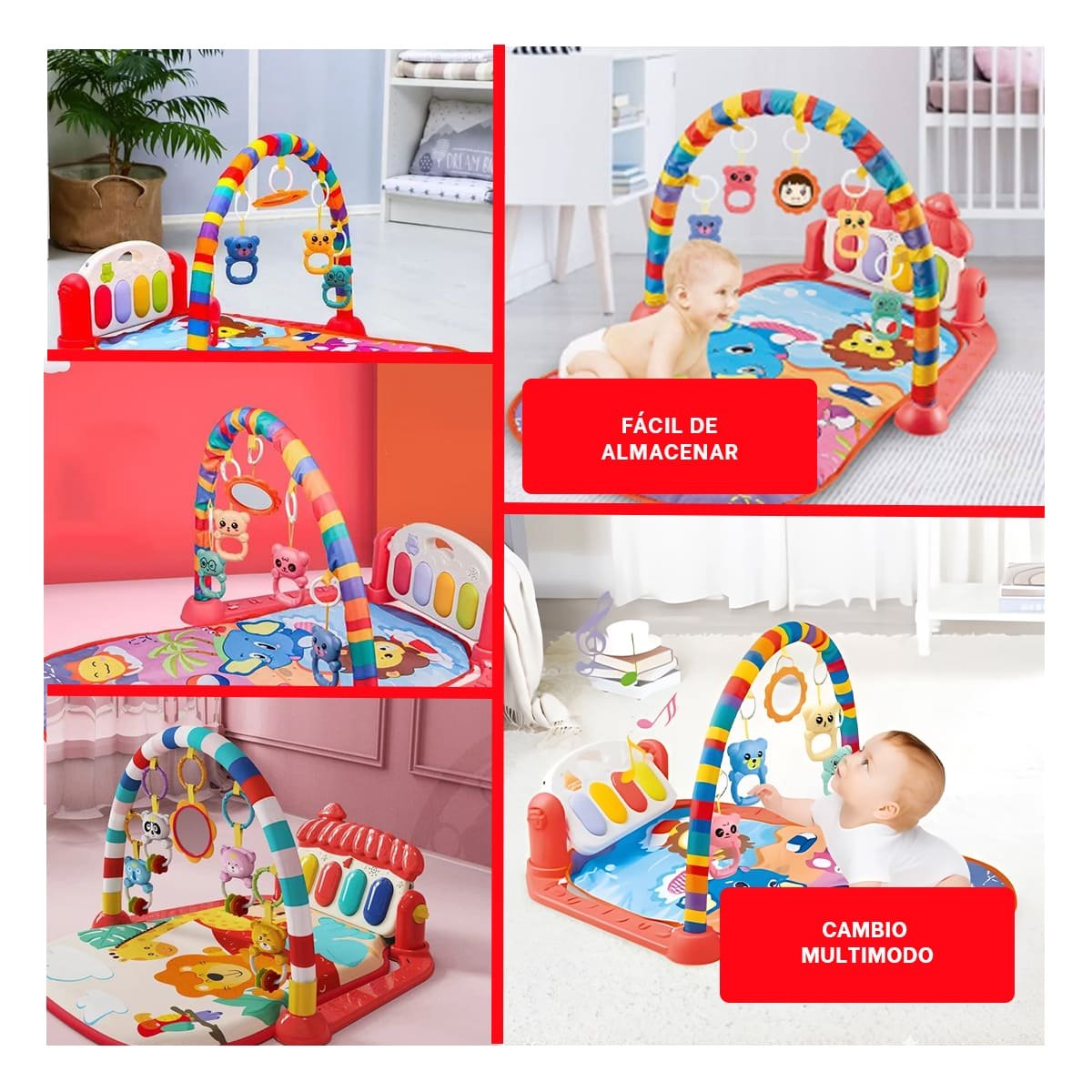 PACK4 ALFOMBRA ROJA CON PIANO Y ARCO PARA ESPACIO INFANTIL Y+REGALO STICKER - 2