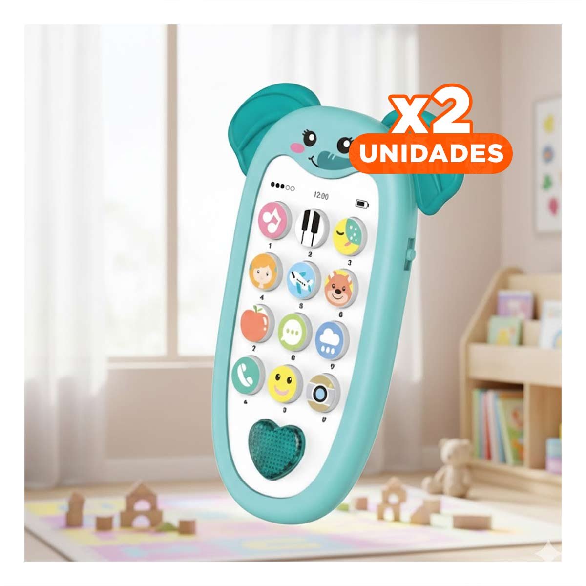 PACK2 SMARTPHONE EDUCATIVO ELEFANTE VERDE AGUA BILINGUE DIDACTICO Y+REGALO STICKER - 1