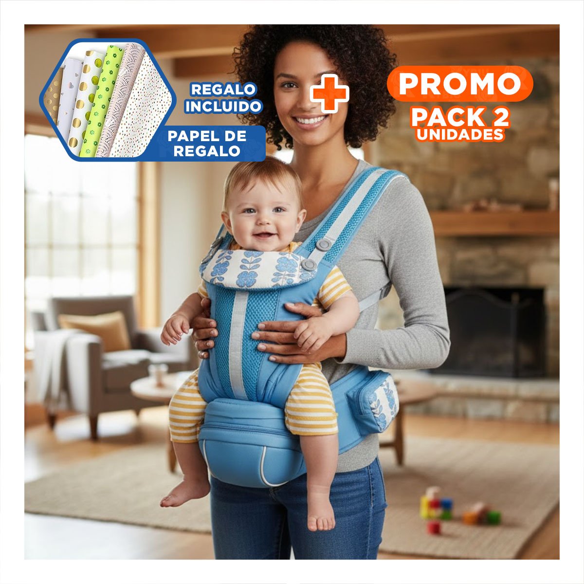 PACK2 CARGADOR FLEXIBLE 3 EN 1 AZUL COMODO CON SOPORTE CONFIABLE Y+PAPEL REGALO - 1