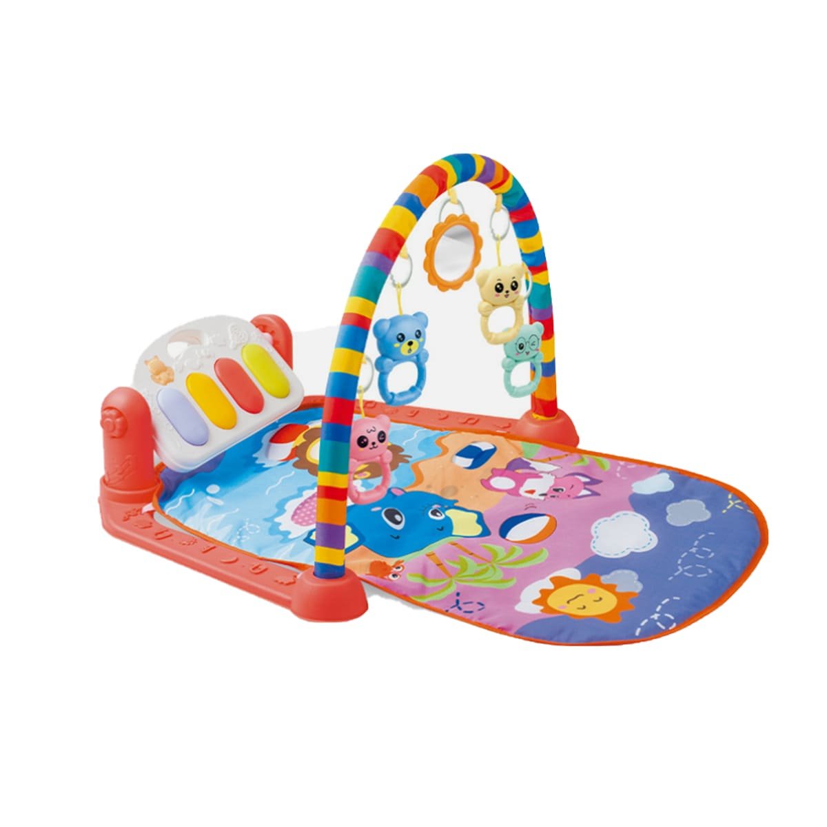 GIMNASIO DIDACTICO ROJO CON PIANO MOVIL Y ARCO INTERACTIVO Y+PAPEL REGALO - 1