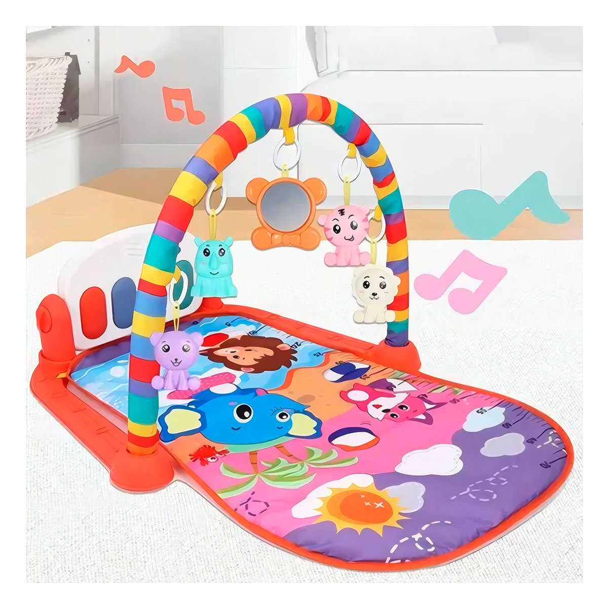 GIMNASIO DIDACTICO ROJO CON PIANO MOVIL Y ARCO INTERACTIVO Y+PAPEL REGALO - 2