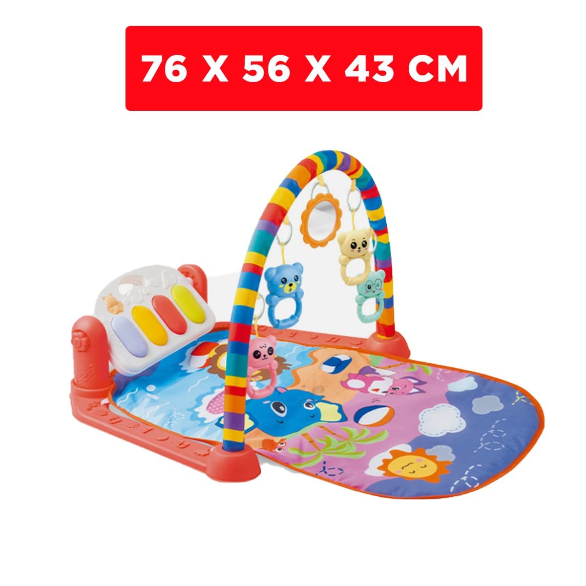GIMNASIO DIDACTICO ROJO CON PIANO MOVIL Y ARCO INTERACTIVO Y+PAPEL REGALO - 4