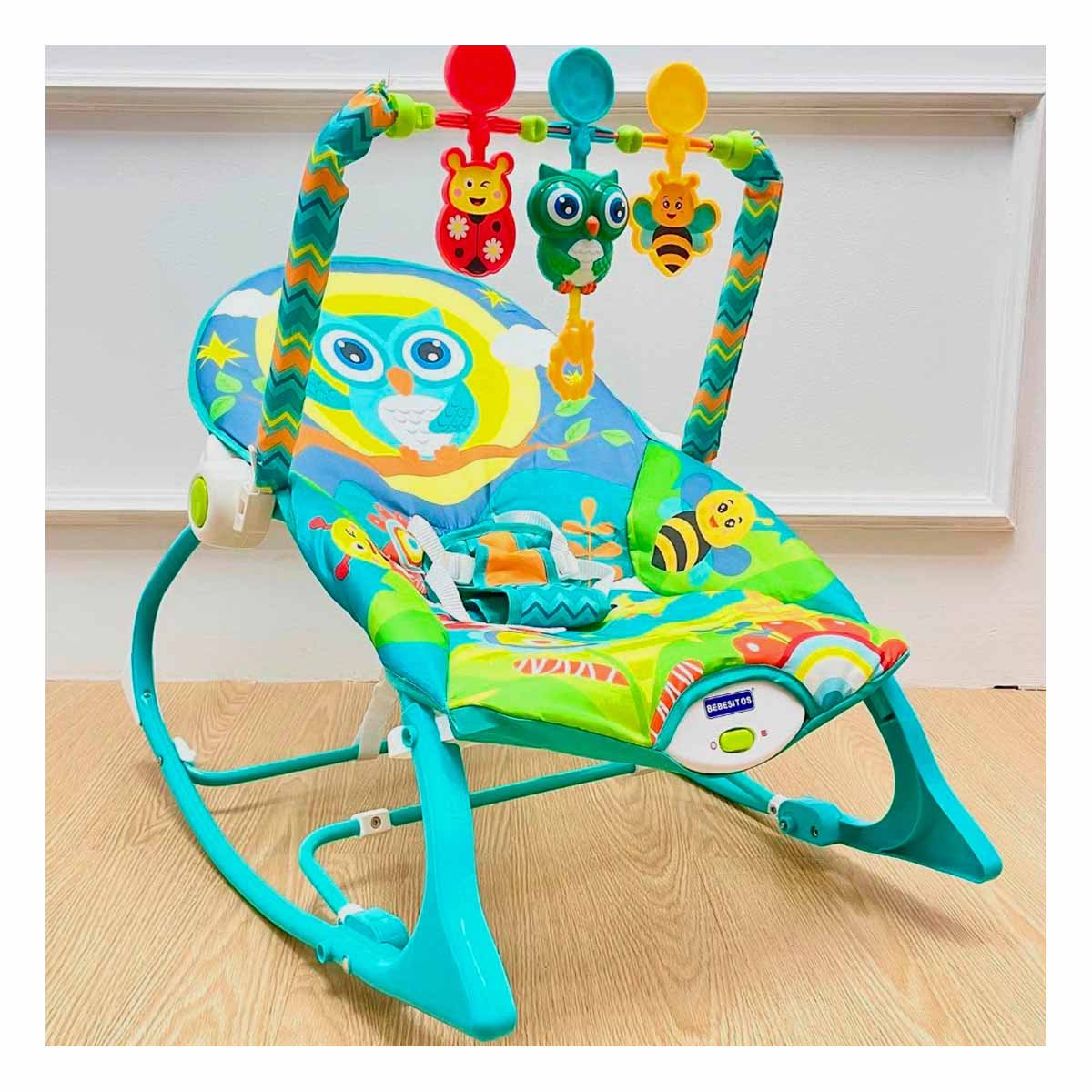 GIMNASIO PARA DESCANSO DE MECEDORA AZUL VIBRATORIA DIDACTICO Y SEGURO Y+PAPEL REGALO - 5