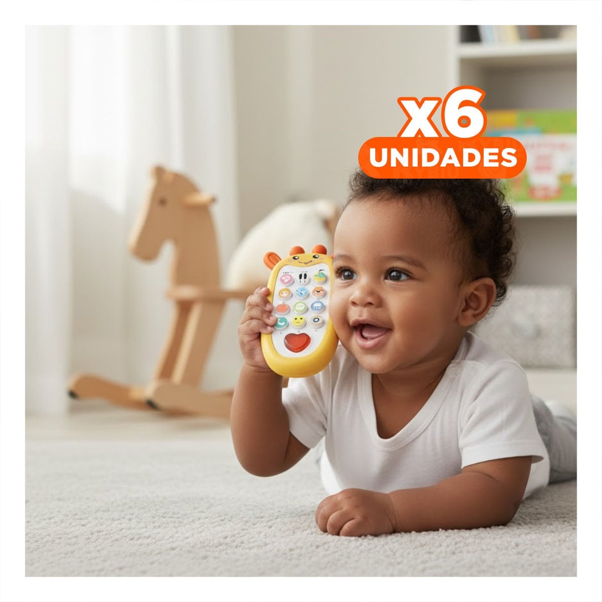 PACK6 MOVIL RECREATIVO GIRAFA BILINGUE AMARILLO MUSICAL ATRACTIVO Y+REGALO STICKER - 1