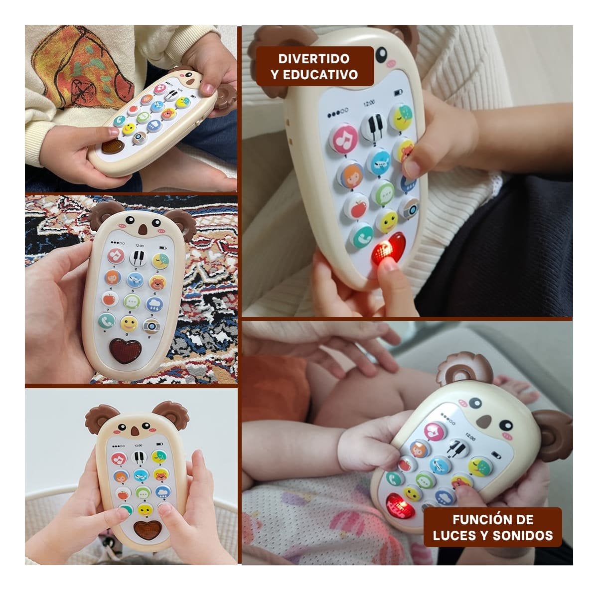 PACK12 CELULAR DIDACTICO KOALA MARRON BILINGUE CON BOTONES SONOROS Y+PAPEL REGALO - 2
