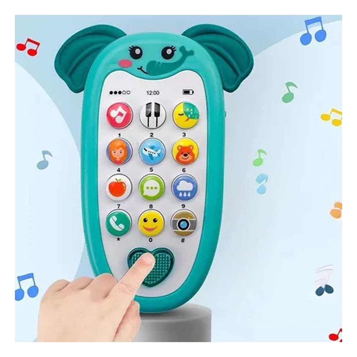 PACK6 TELEFONO INTERACTIVO ELEFANTE VERDE AGUA BILINGUE EDUCATIVO SONORO - 3