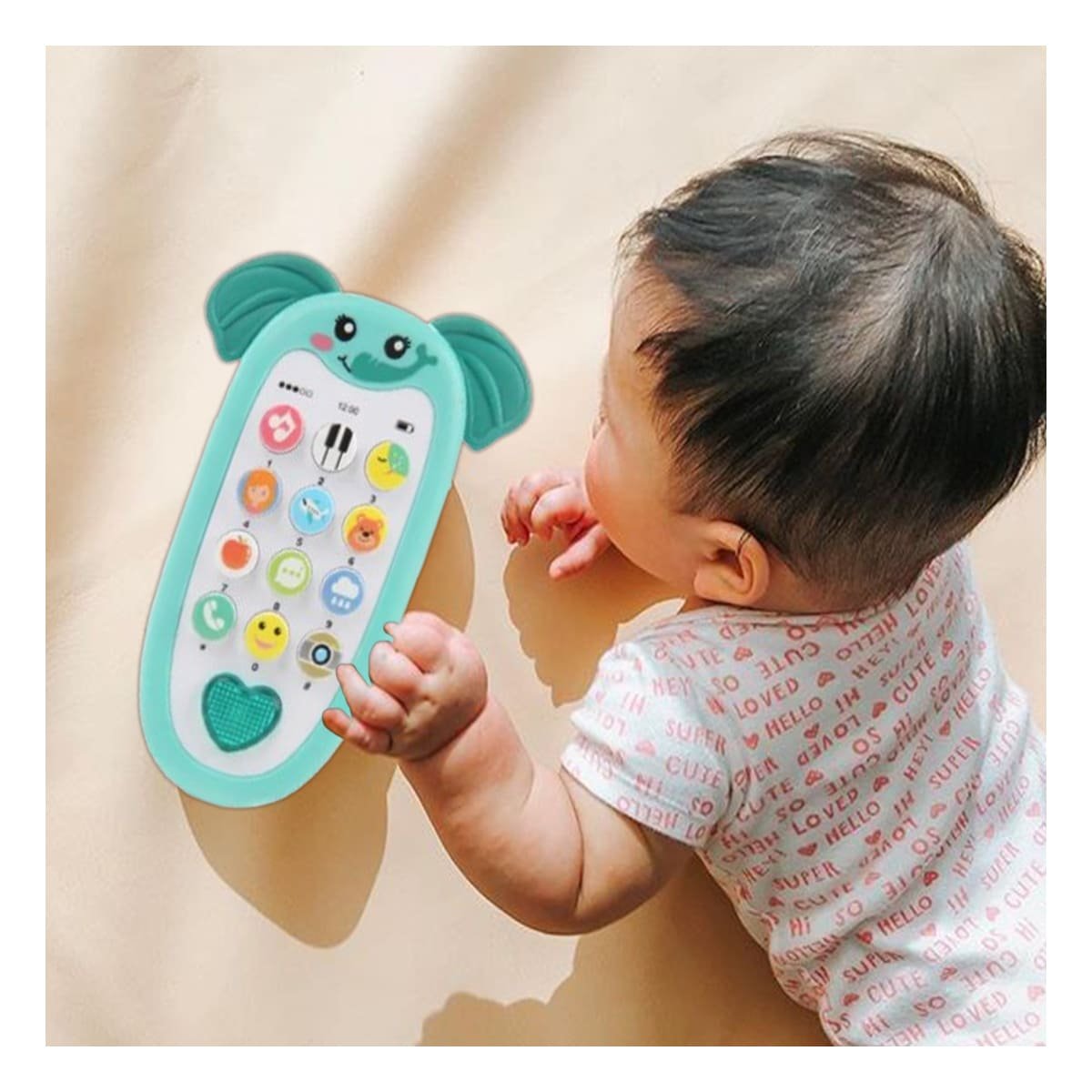 PACK6 TELEFONO INTERACTIVO ELEFANTE VERDE AGUA BILINGUE EDUCATIVO SONORO - 5