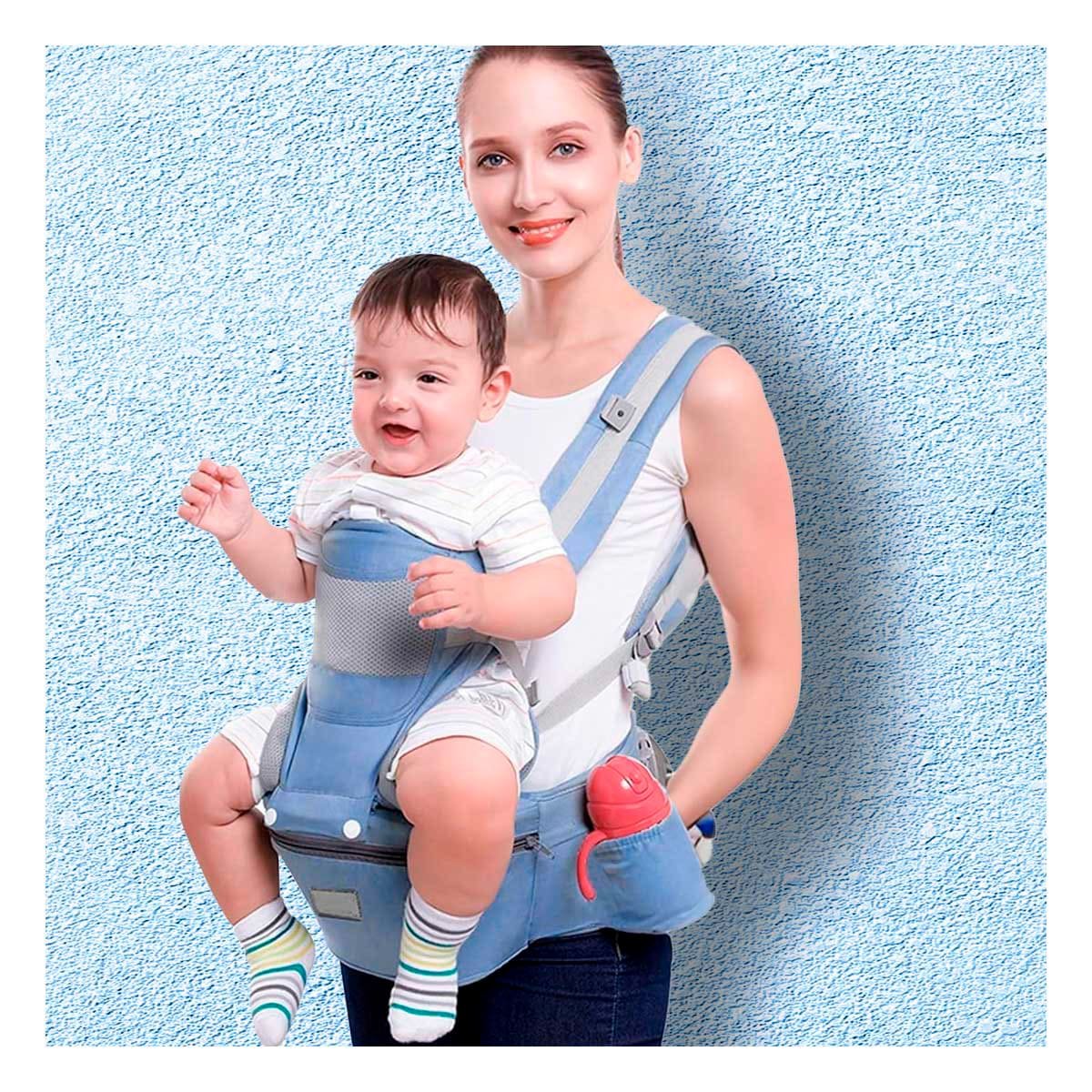 PACK4 PORTABEBE LIGERO 3 EN 1 AZUL ACOLCHADO PARA PASEOS PROLONGADOS Y+PAPEL REGALO - 5