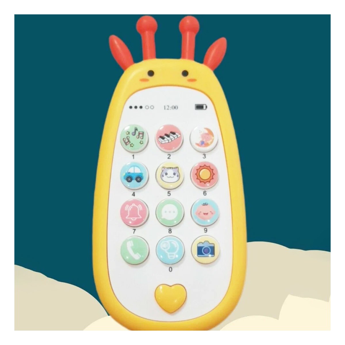 TELEFONO PORTATIL GIRAFA AMARILLO BILINGUE DIDACTICO COMPACTO Y+REGALO STICKER - 2