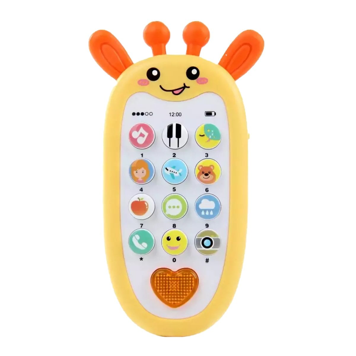 SMARTPHONE MUSICAL GIRAFA BILINGUE AMARILLO INFANTIL EDUCATIVO Y+PAPEL REGALO - 1