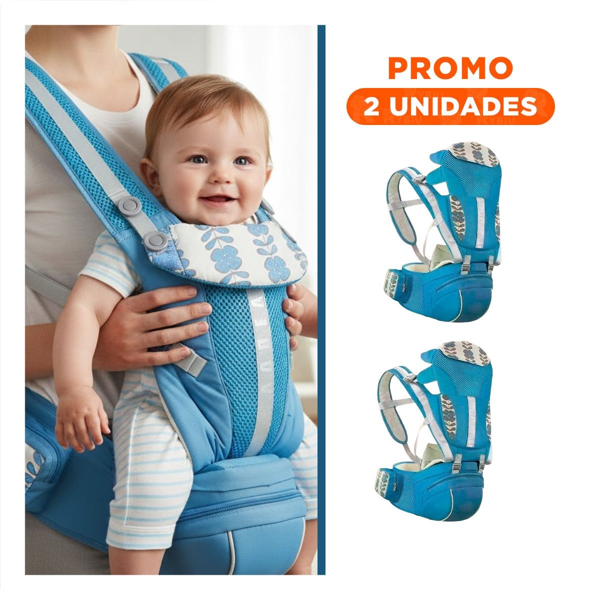 PACK2 MOCHILA AJUSTABLE 3 EN 1 AZUL ERGONOMICA PARA MOVIMIENTO NATURAL - 1