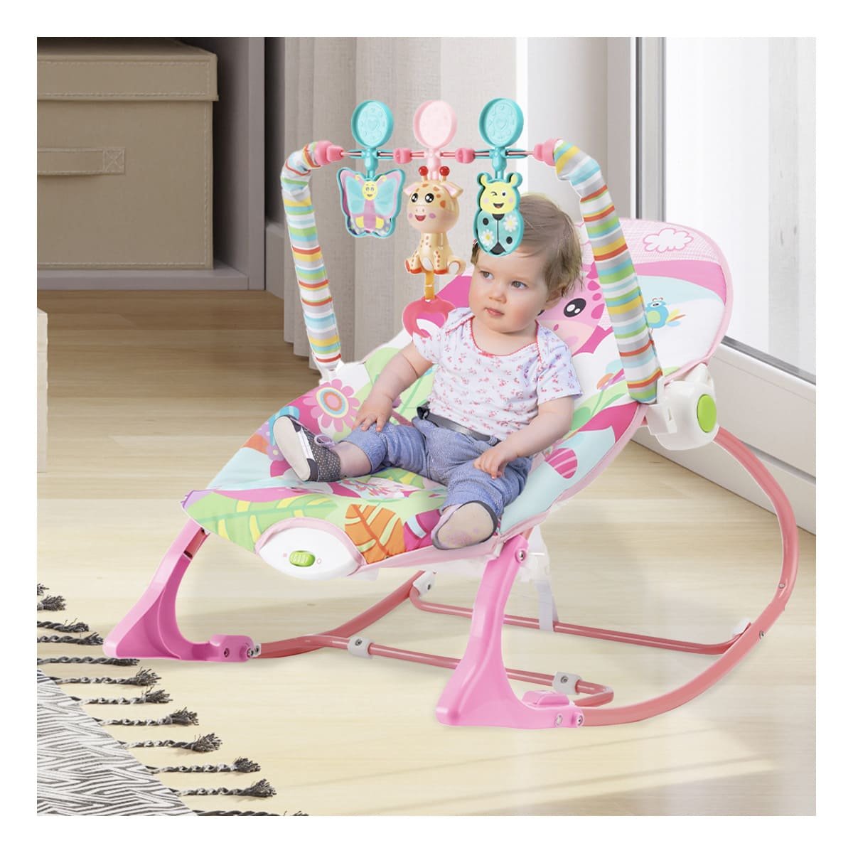 SILLA DIDACTICO DE MECEDORA ROSADO VIBRATORIA INTERACTIVO Y SONORO - 3