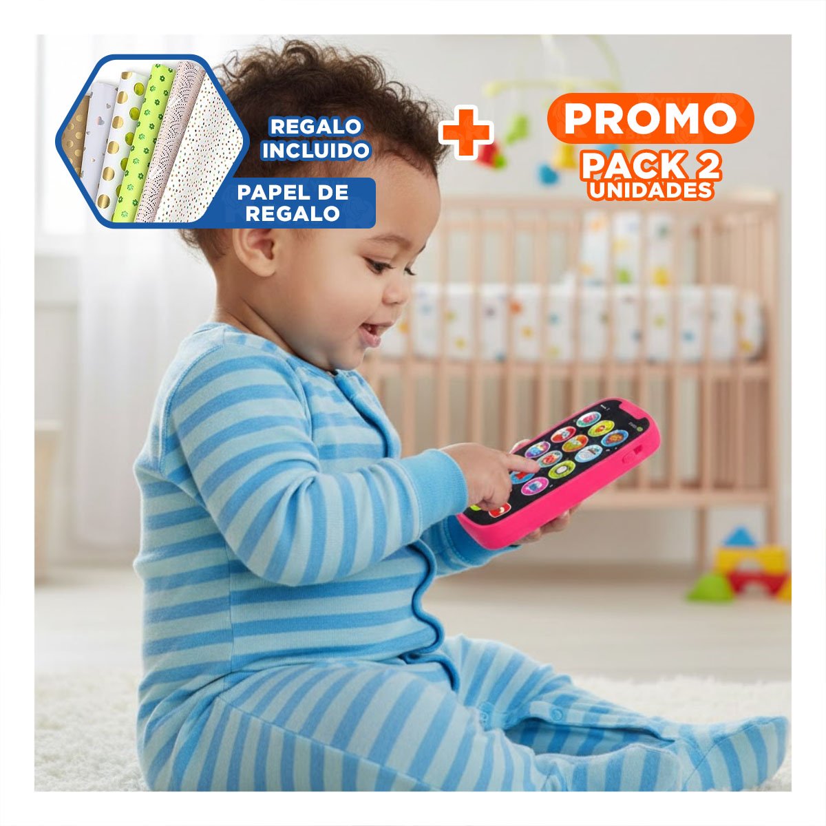 PACK2 TELEFONO MUSICAL ROJO EDUCATIVO DINAMICO PARA JUEGO ACTIVO Y+PAPEL REGALO - 1