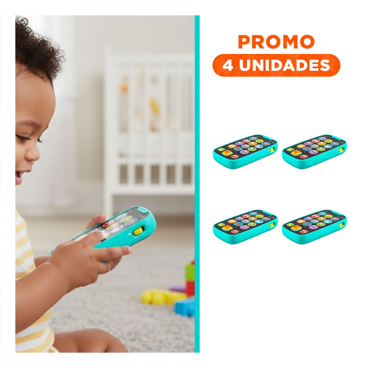 PACK4 CELULAR INFANTIL CELESTE DIDACTICO CON DISENO ATRACTIVO Y+REGALO STICKER - 1