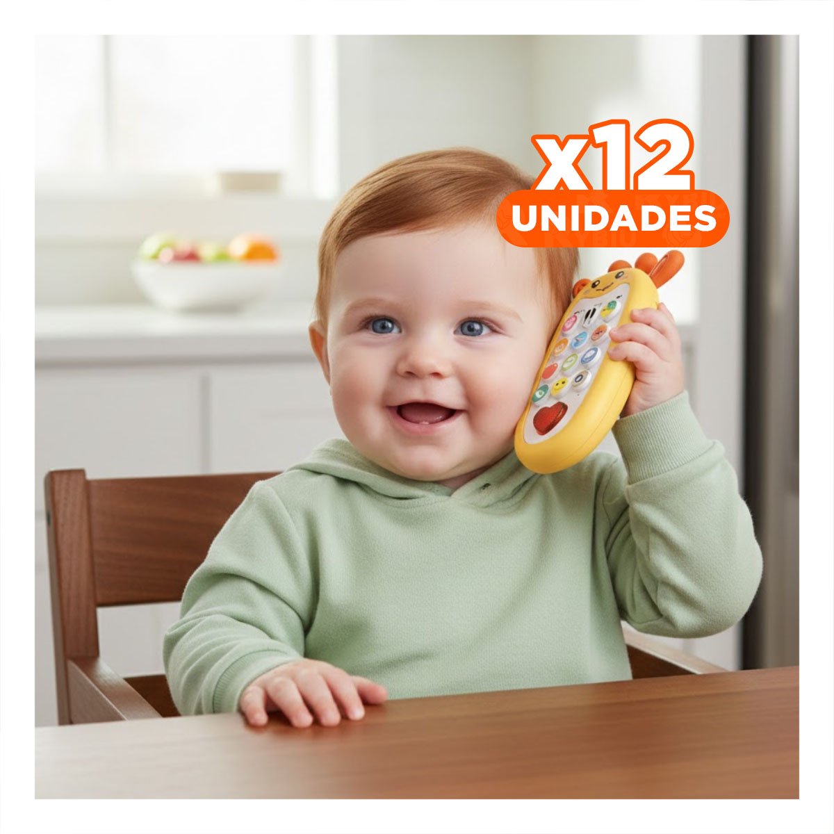 PACK12 CELULAR DIDACTICO GIRAFA AMARILLO BILINGUE CON BOTONES SONOROS - 1
