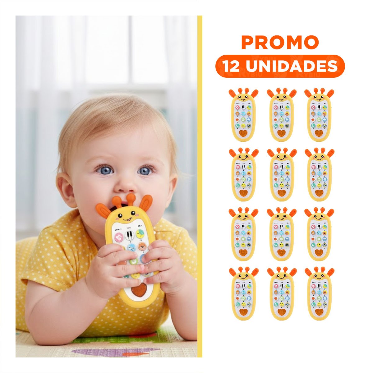 PACK12 SMARTPHONE INTERACTIVO GIRAFA AMARILLO BILINGUE DIDACTICO Y+REGALO STICKER - 1