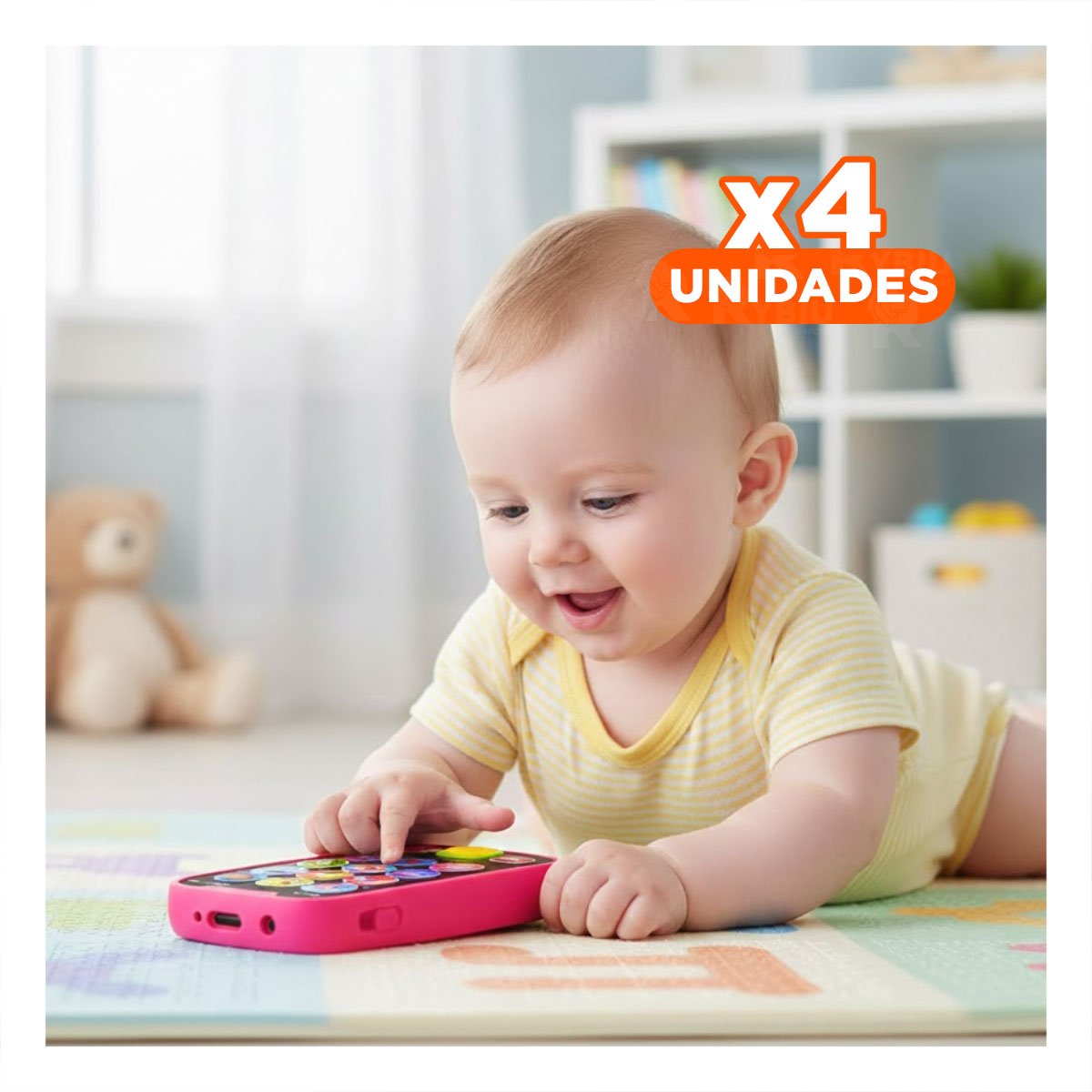 PACK4 TELEFONO INFANTIL ROJO MUSICAL RECREATIVO PARA DIVERSION CREATIVA - 1