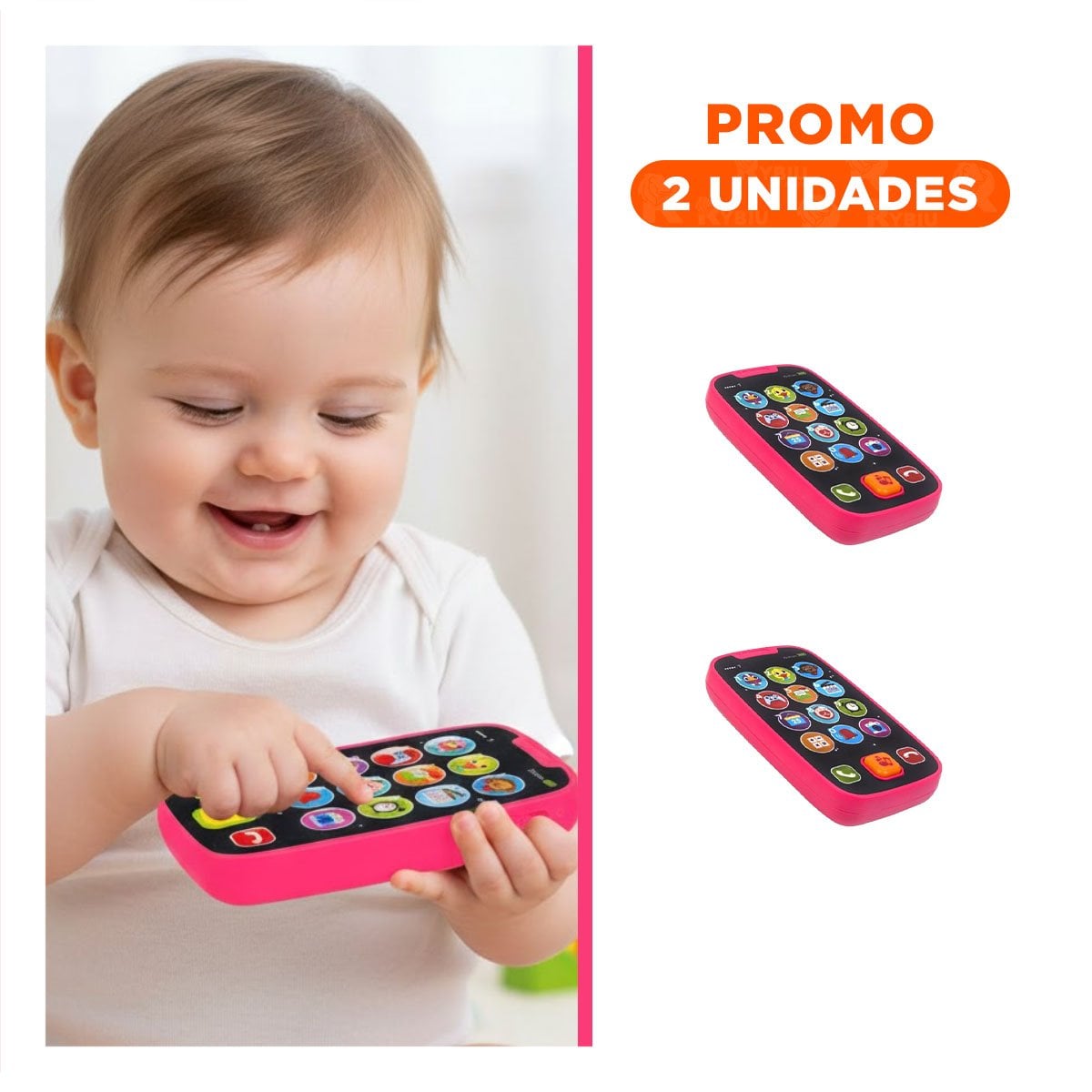 PACK2 CELULAR INFANTIL ROJO DIDACTICO LLAMATIVO CON DISENO MODERNO - 1