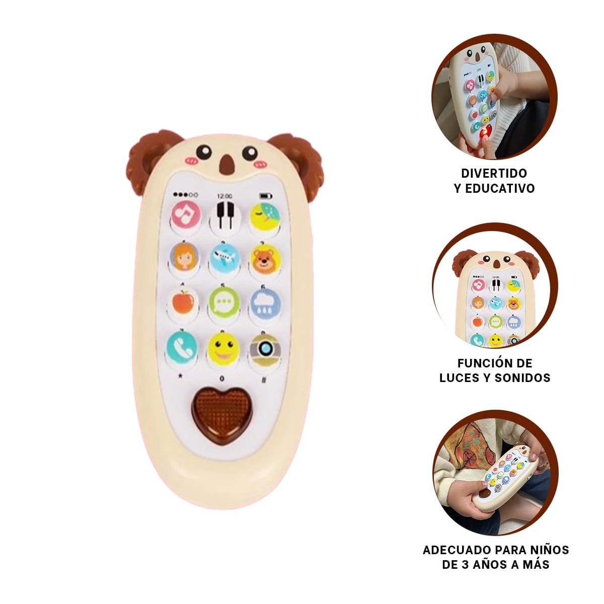 CELULAR MUSICAL KOALA BILINGUE MARRON ATRACTIVO CREATIVO - 3