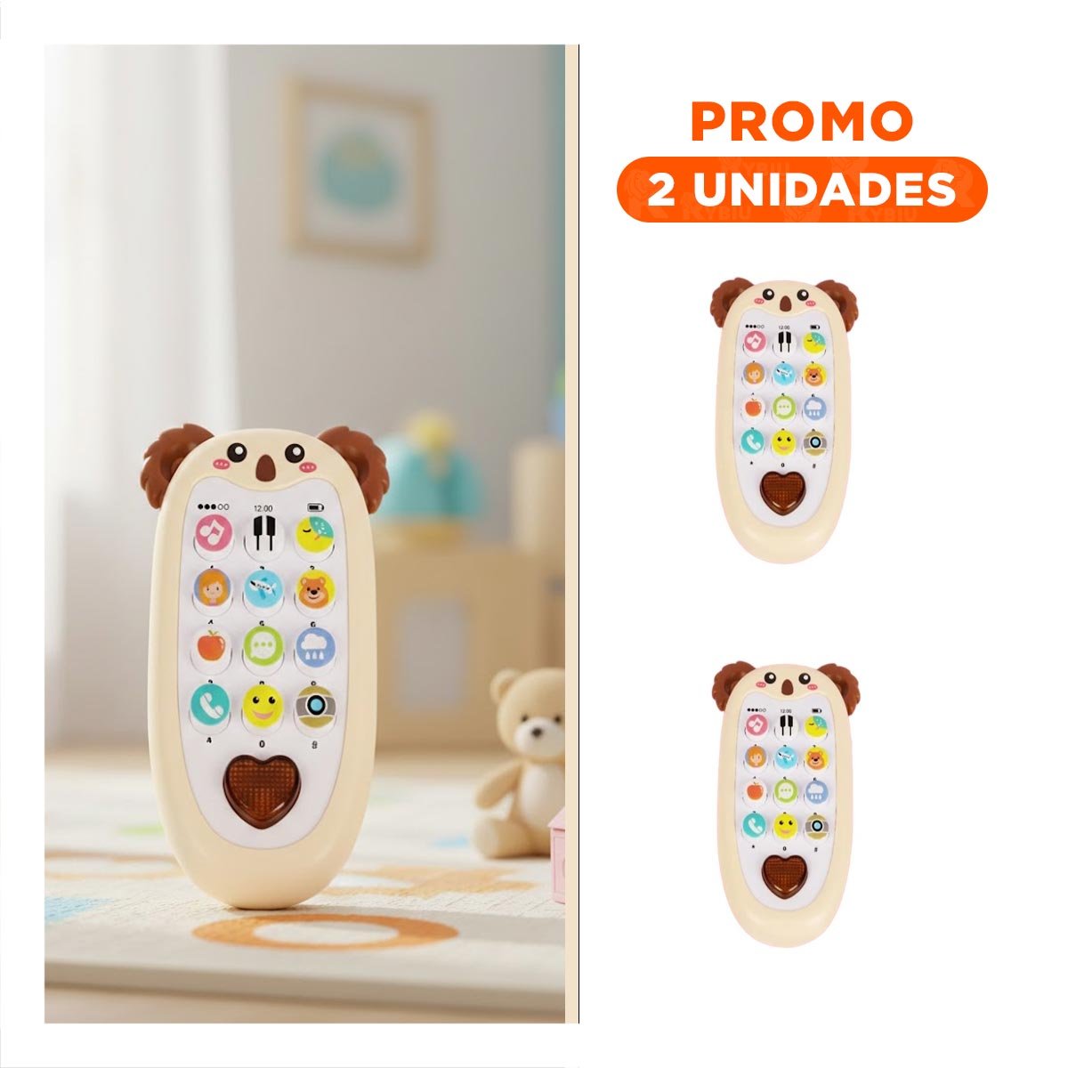 PACK2 CELULAR INFANTIL KOALA MARRON BILINGUE EDUCATIVO MODERNO - 1
