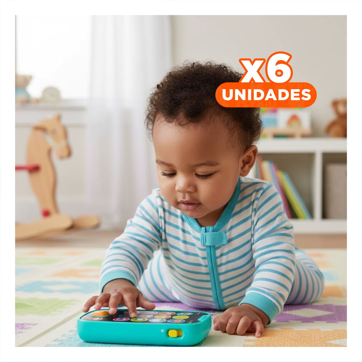 PACK6 TELEFONO INFANTIL CELESTE MUSICAL PARA DIVERSION CREATIVA Y+REGALO STICKER - 1