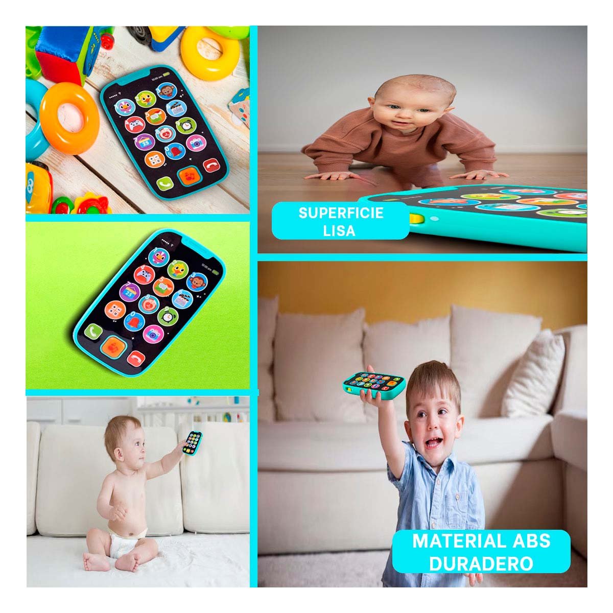 SMARTPHONE DIDACTICO CELESTE MUSICAL PARA ACTIVIDAD TEMPRANA - 5
