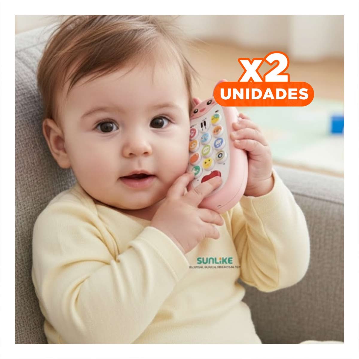 PACK2 SMARTPHONE EDUCATIVO DE CONEJO BILINGUE MUSICAL EN ROSADO DIDACTICO Y+REGALO STICKER - 1