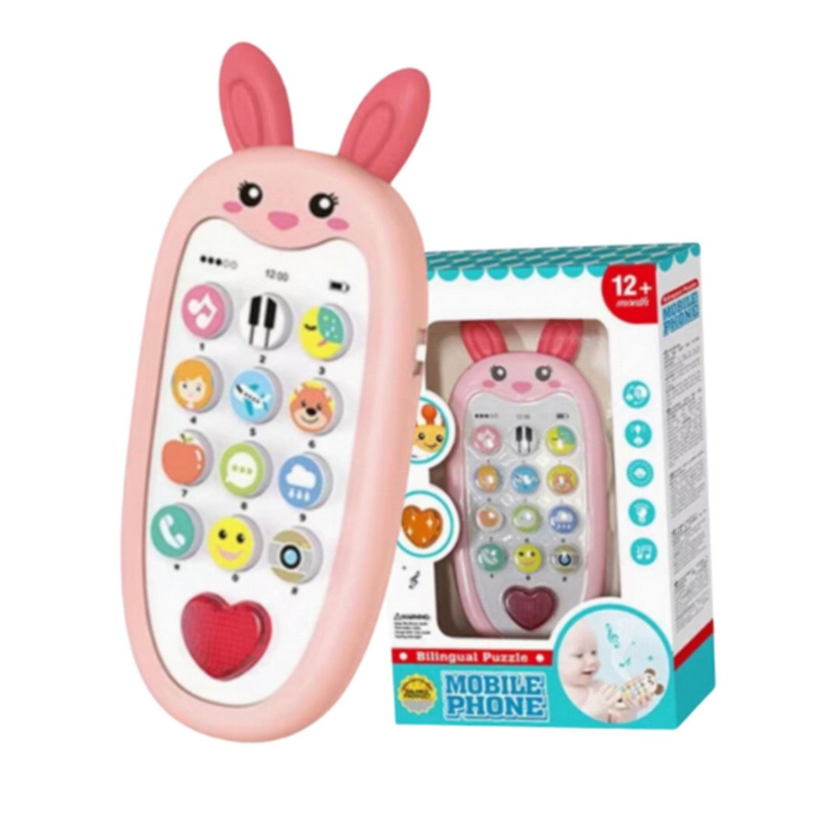 TELEFONO PORTATIL DE CONEJO BILINGUE MUSICAL EN ROSADO COMPACTO Y LIGERO Y+LIGAS REGALO - 3