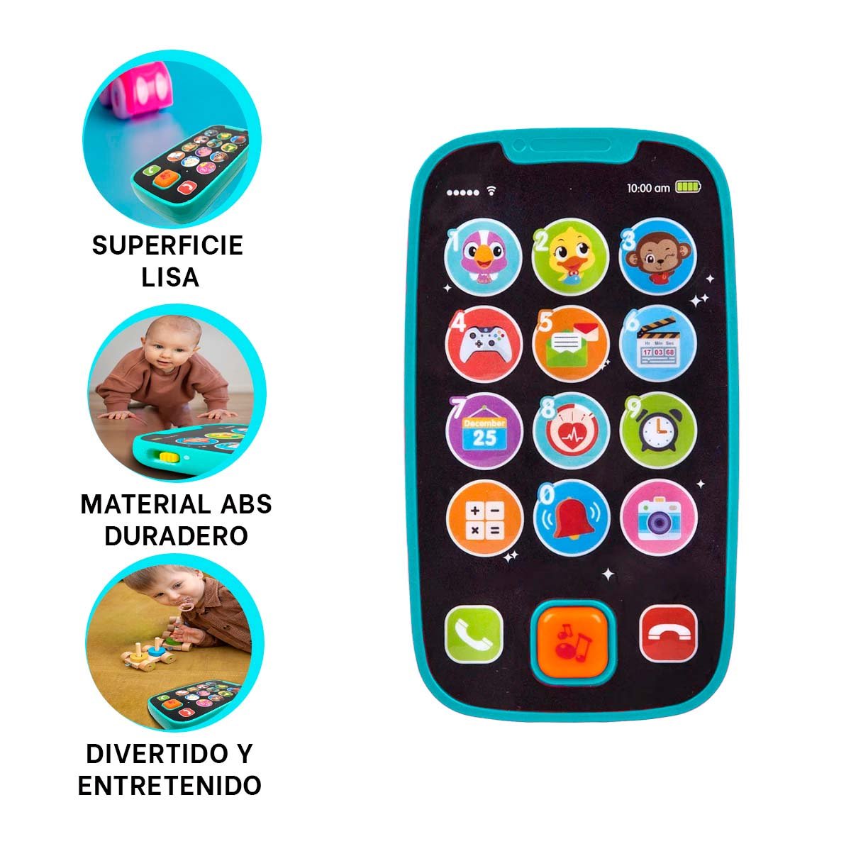 CELULAR DIDACTICO CELESTE CON BOTONES SONOROS DIVERTIDOS Y+LIGAS REGALO - 3