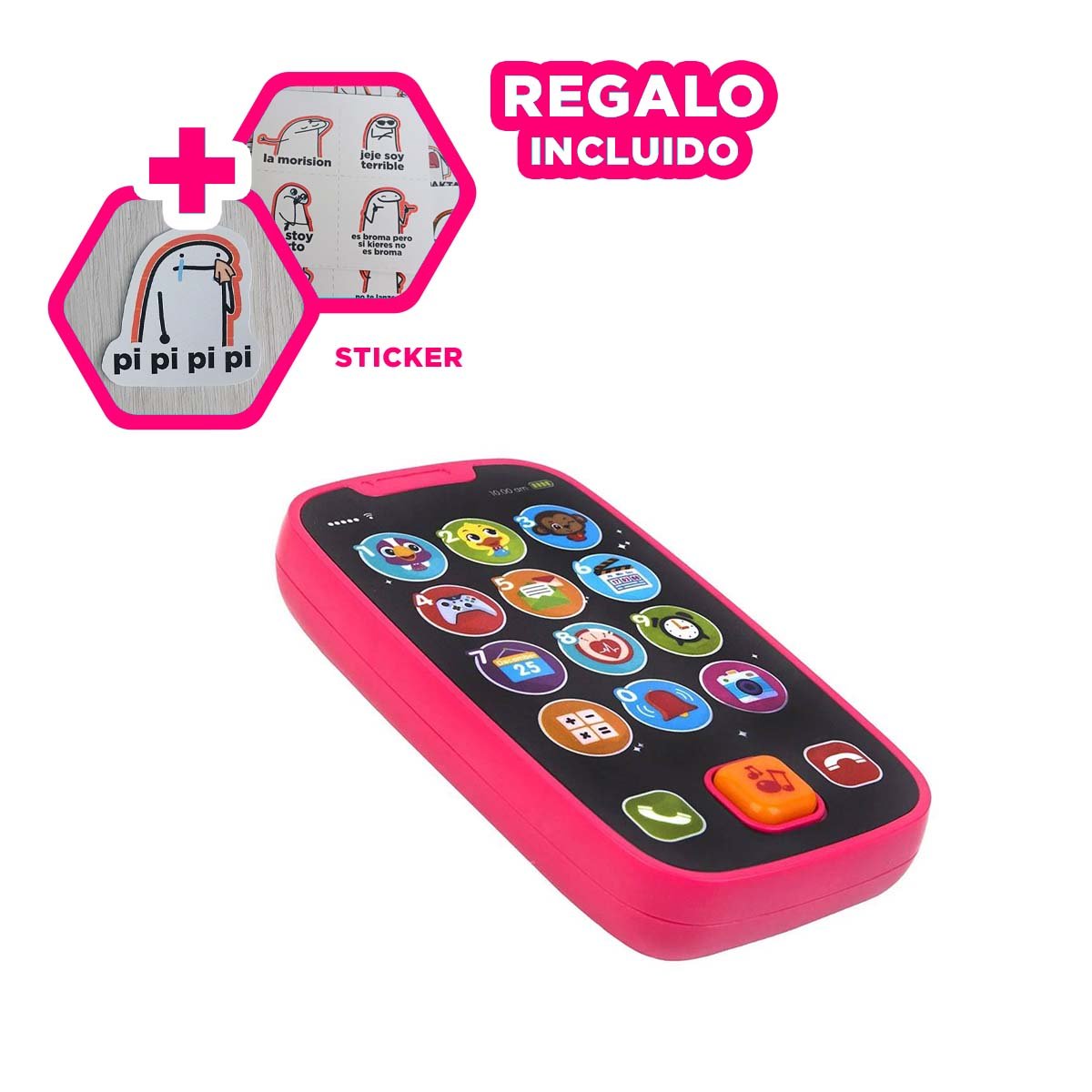 SMARTPHONE MUSICAL ROJO INFANTIL EDUCATIVO PARA JUEGO EN CASA Y+REGALO STICKER - 1