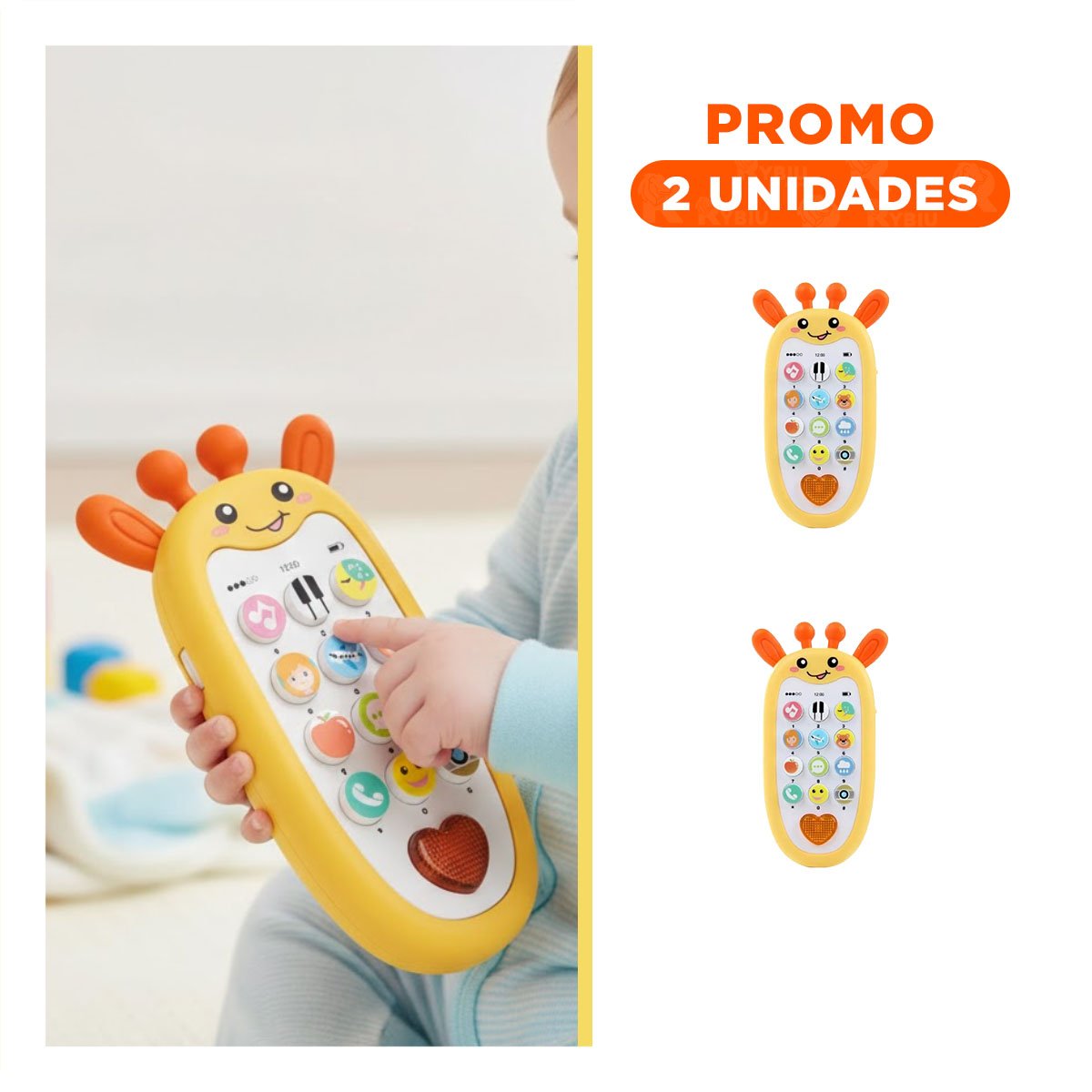 PACK2 TELEFONO MUSICAL GIRAFA BILINGUE AMARILLO INTERACTIVO CREATIVO - 1