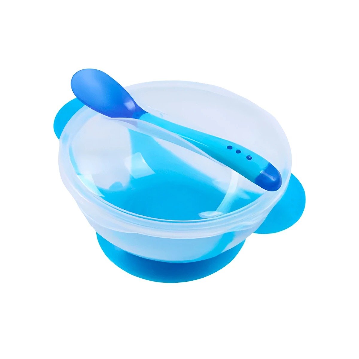 PACK12 RECIPIENTE ANTIDESLIZANTE AZUL CON CUBIERTO COMPACTO Y TAPA PROTECTORA Y+REGALO STICKER - 2