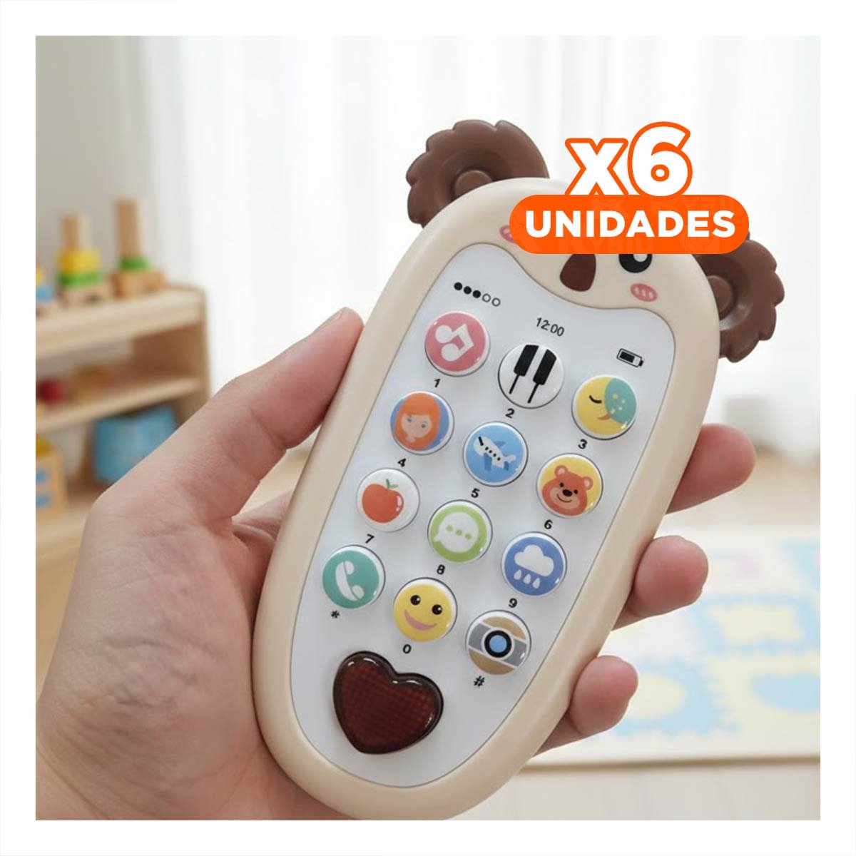 PACK6 TELEFONO DE JUGUETE KOALA MARRON BILINGUE EDUCATIVO Y+REGALO STICKER - 1