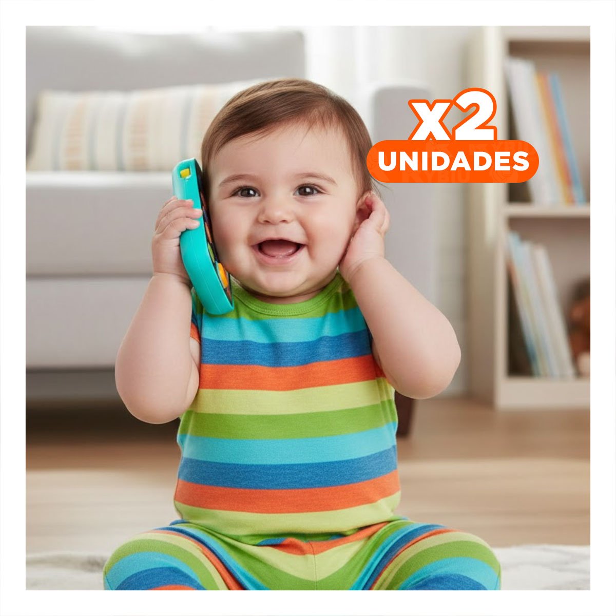 PACK2 SMARTPHONE MUSICAL CELESTE INFANTIL PARA JUEGO EN CASA Y+REGALO STICKER - 1