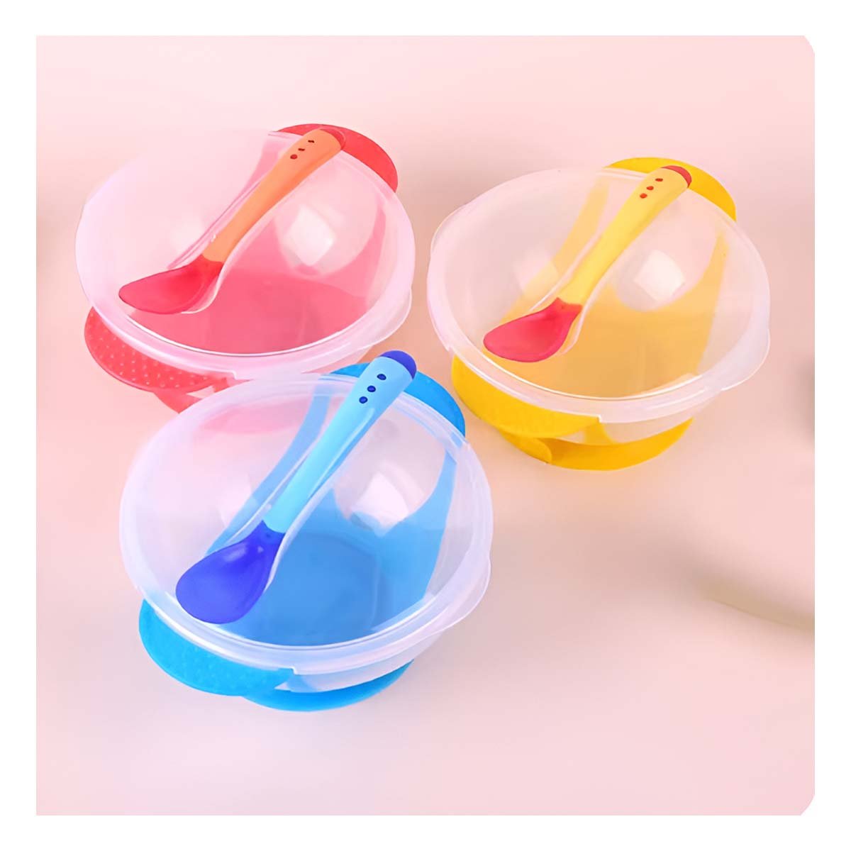 PACK12 BOWL ANTIDESLIZANTE AZUL CON CUBIERTO FUNCIONAL Y TAPA AJUSTABLE Y+PAPEL REGALO - 3