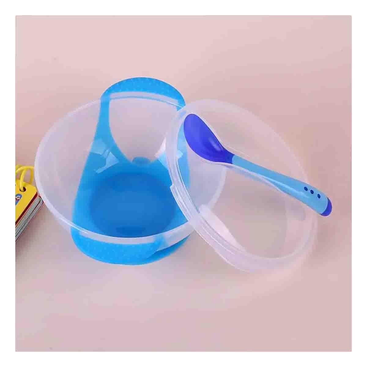 PACK4 CUENCO AZUL ANTIDESLIZANTE CON CUBIERTO Y TAPA PARA TRANSICION ALIMENTARIA - 3