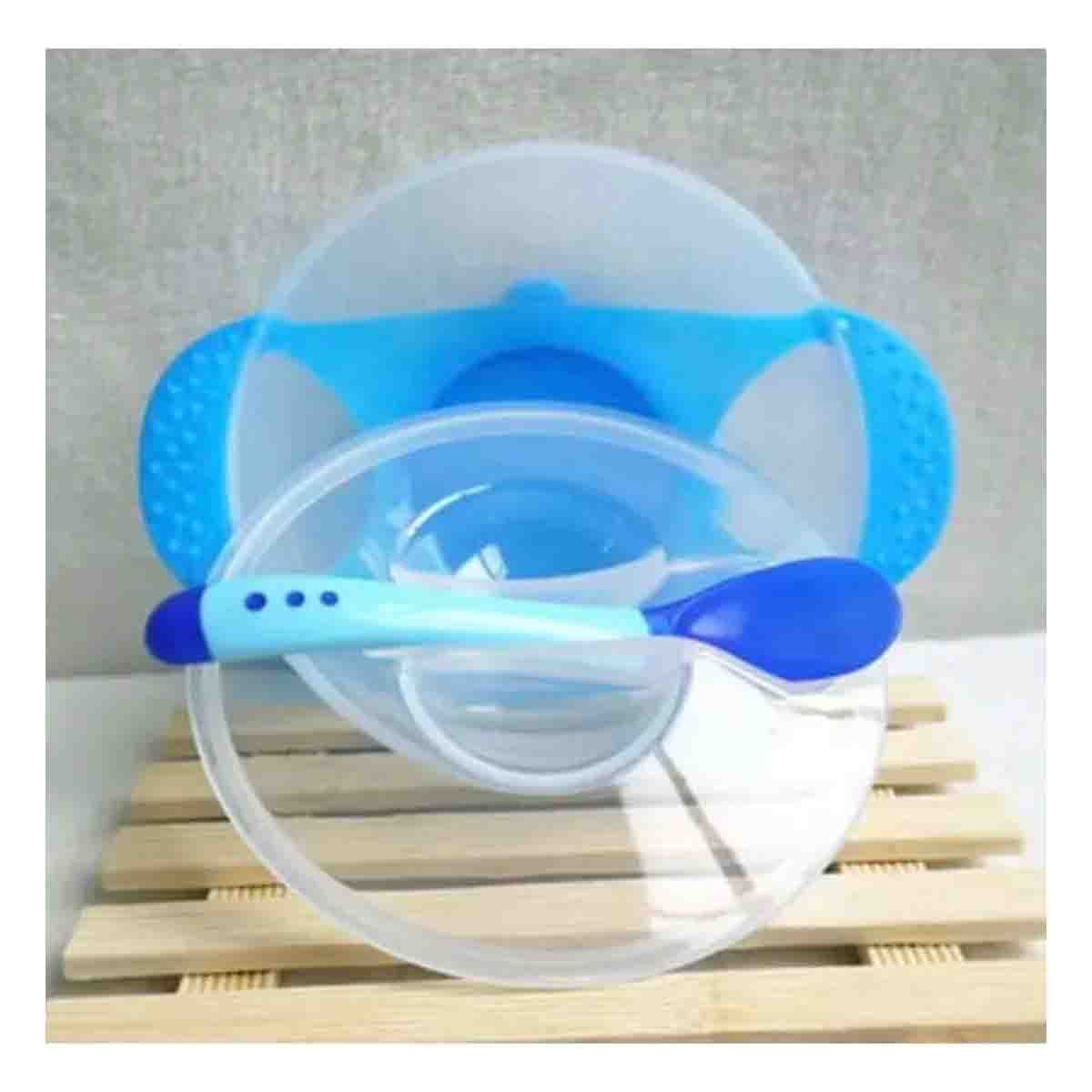PACK4 BOWL AZUL ANTIDESLIZANTE CON CUBIERTO Y TAPA PARA APRENDIZAJE EN MESA Y+REGALO STICKER - 3