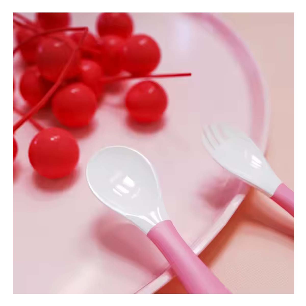 PACK2 UTENSILIO ALIMENTACION ESTILO FLEXIBLE PARA BEBE ROSADO CON ESTUCHE DE RESISTENCIA - 2
