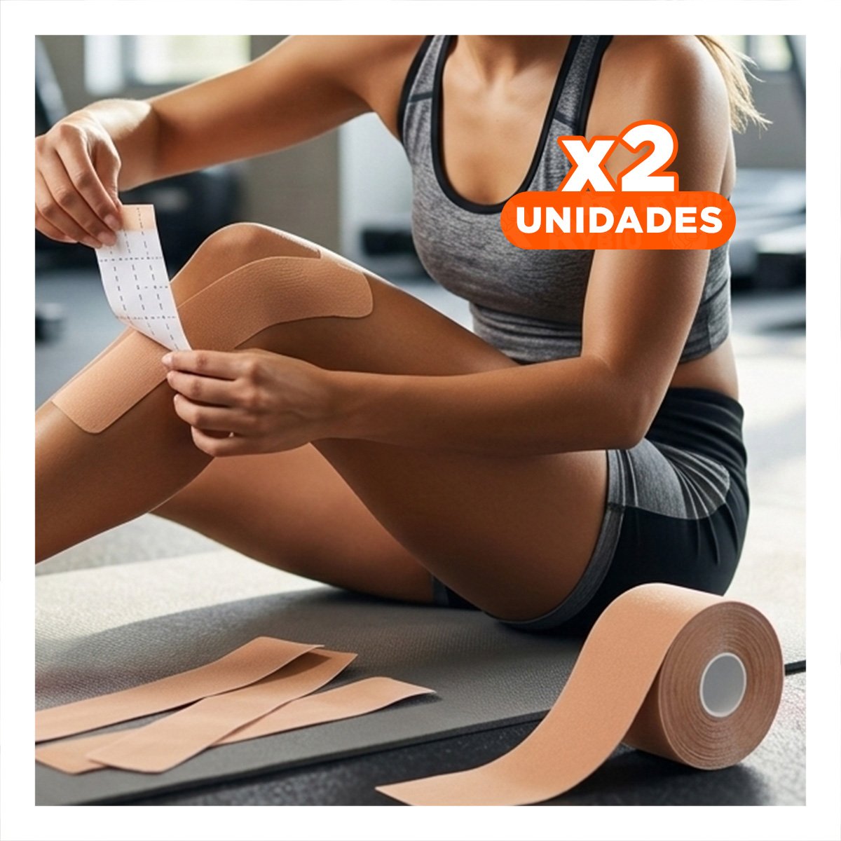 PACK2 ROLLO KINESIOLOGICO DEPORTIVO 5M X 5CM BEIGE CON SOPORTE ESTABLE Y+REGALO STICKER - 1