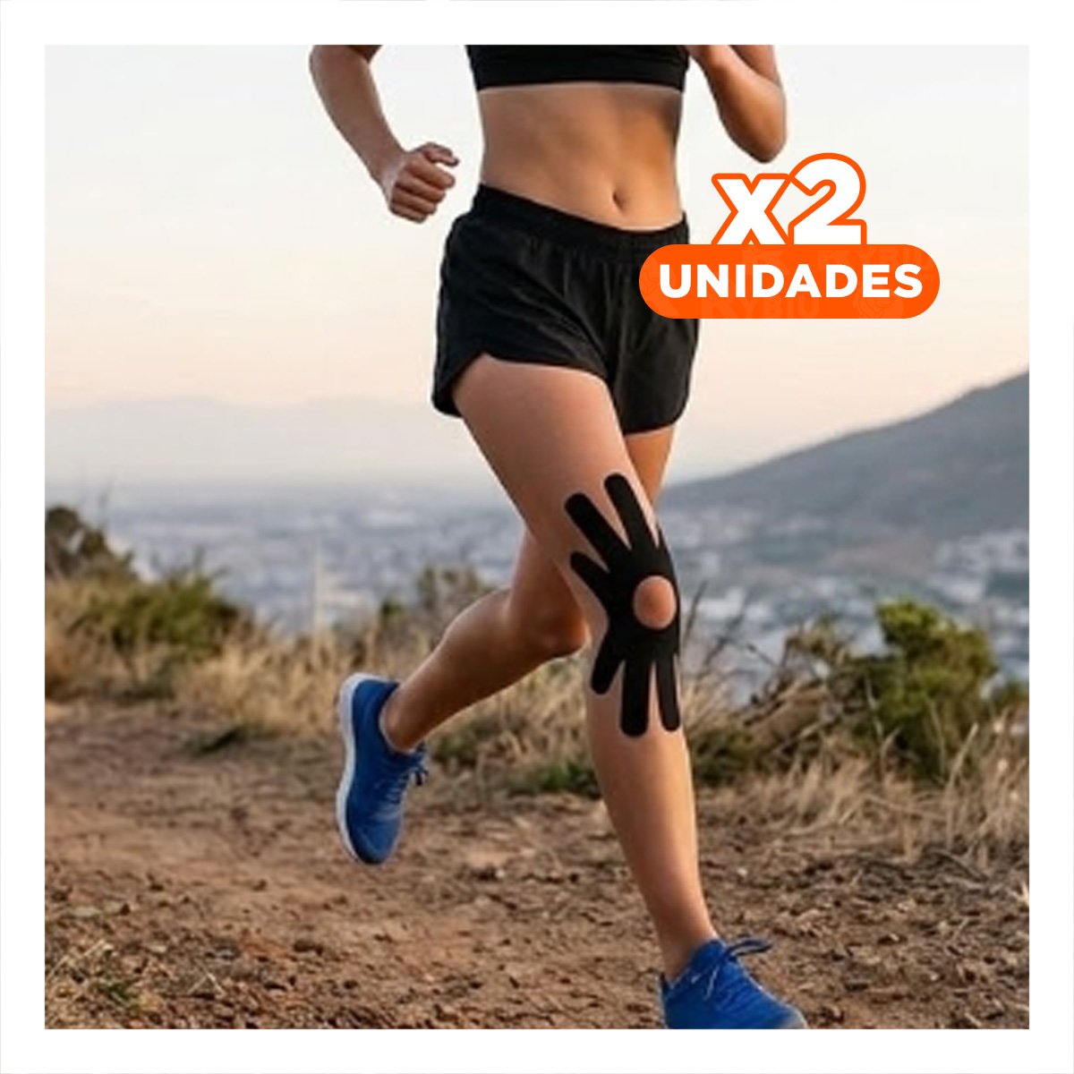 PACK2 SOPORTE KINESIOLOGICO DEPORTIVO 5M X 5CM NEGRO CON SOPORTE ESTABLE Y+REGALO STICKER - 1