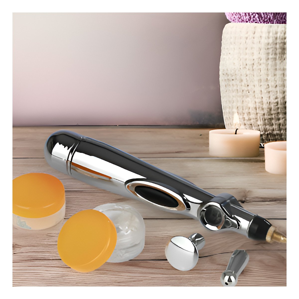 LAPIZ MASAJEADOR ELECTRICO DE SALUD Y BELLEZA PLATEADO CON BASE RESISTENTE Y+REGALO STICKER - 5