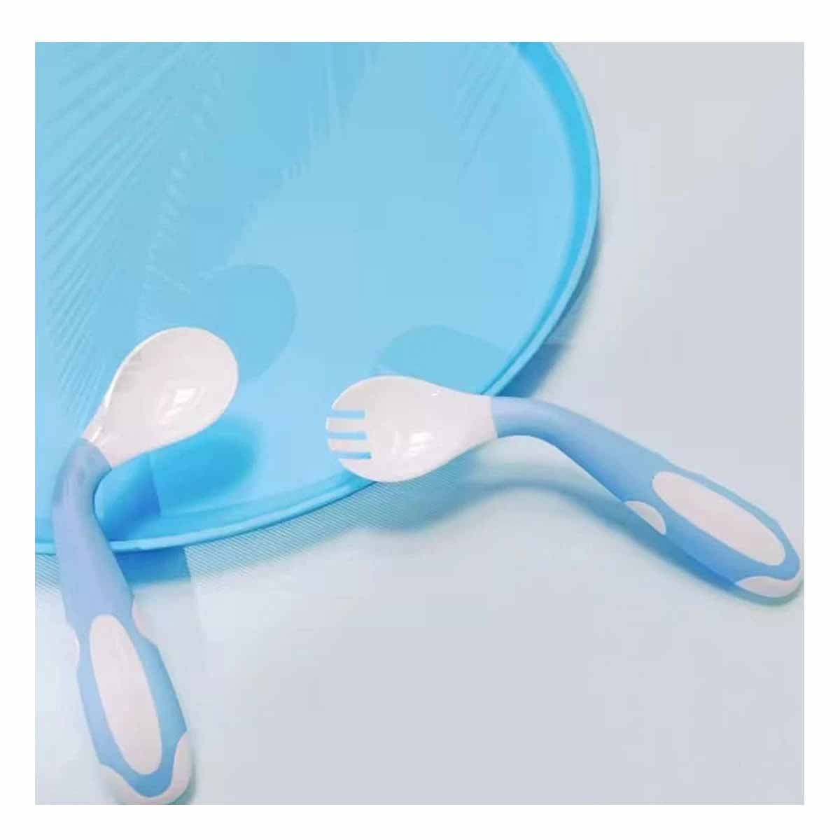 PACK4 SET CUCHARA Y TENEDOR DISENO ANTIDESLIZANTE PARA BEBE CELESTE CON CALMA - 3