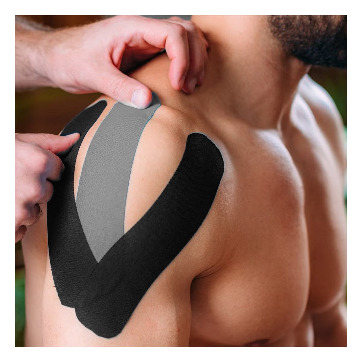 VENDAJE KINESIOLOGICO 5M X 5CM NEGRO CON ADHESION UNIFORME - 1