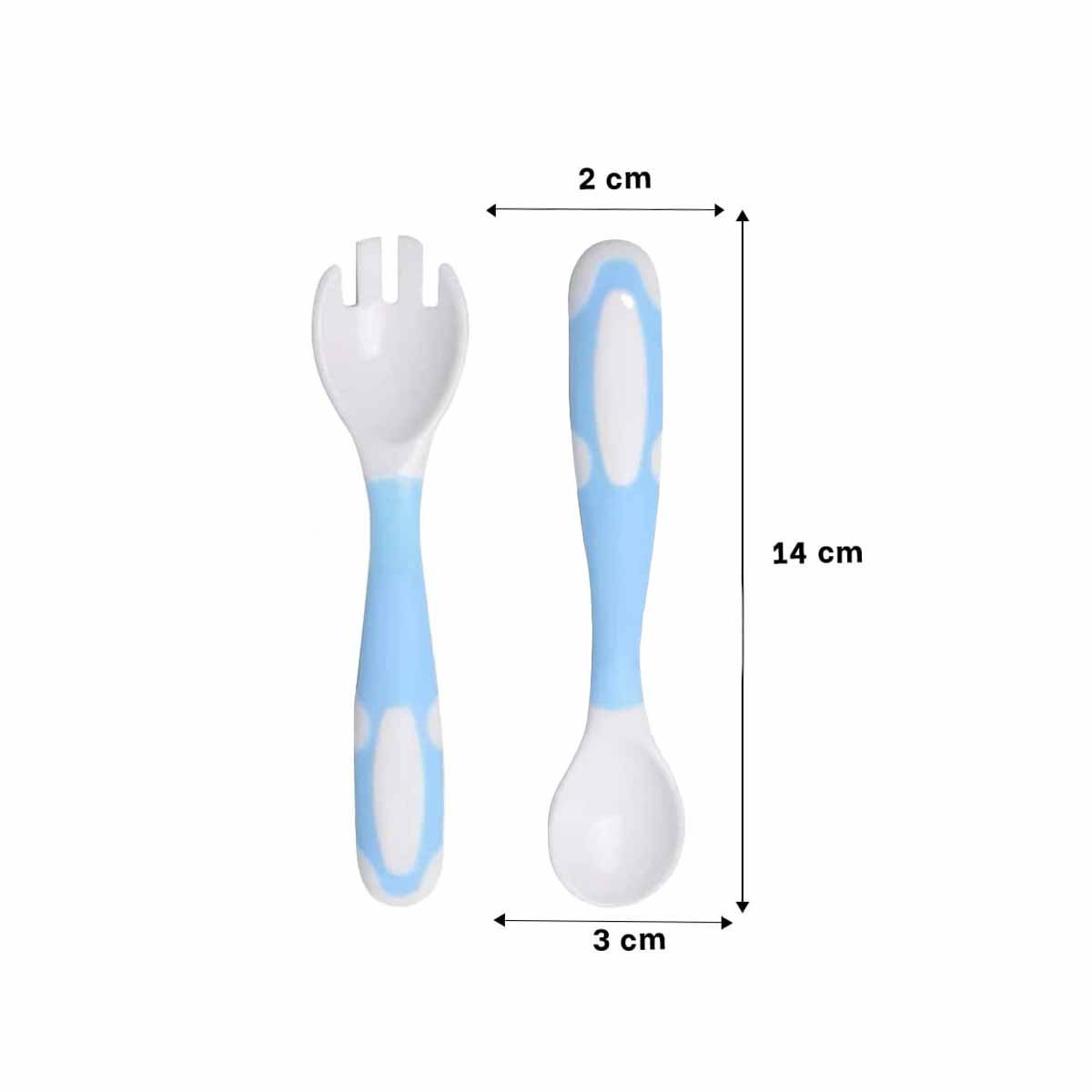 PACK12 UTENSILIO ALIMENTACION FORMA FLEXIBLE PARA BEBE CELESTE CON ESTILO AZUL Y+PAPEL REGALO - 4