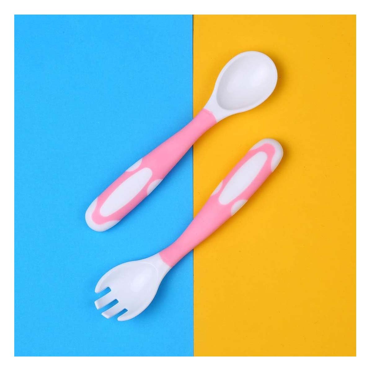 PACK6 SET CUCHARA Y TENEDOR ESTILO FLEXIBLE PARA BEBE ROSADO CON ESTUCHE Y+REGALO STICKER - 3