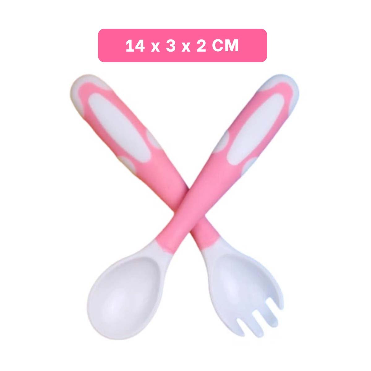 PACK6 SET CUCHARA Y TENEDOR ESTILO FLEXIBLE PARA BEBE ROSADO CON ESTUCHE Y+REGALO STICKER - 4
