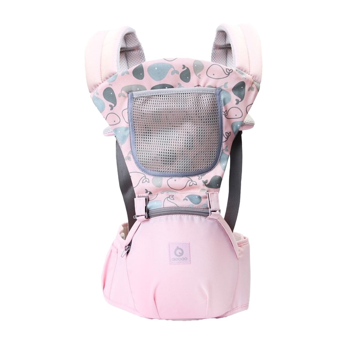 PACK2 PORTABEBE CANGURO FORMA BALLENITA PARA BEBE ROSADO CON FIRMEZA DE TELA Y+REGALO STICKER - 2